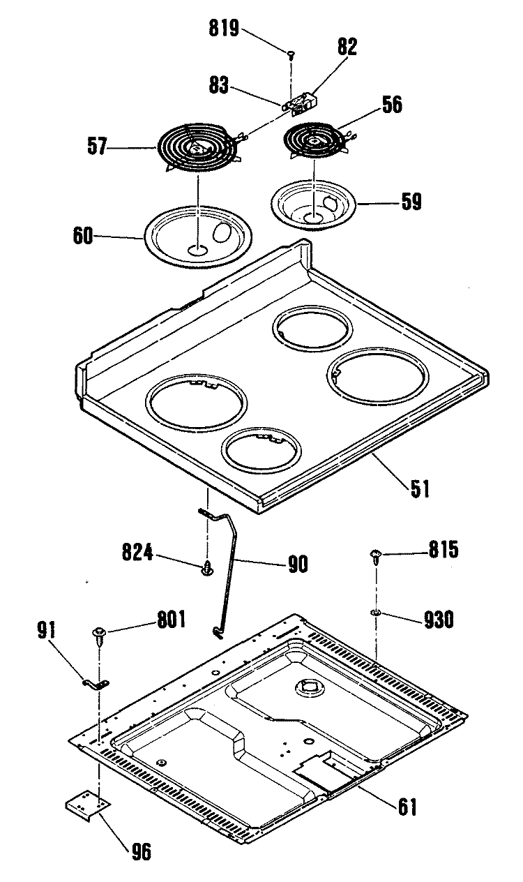 Section Diagram and Parts List for RB755GN5AD  Hotpoint Range