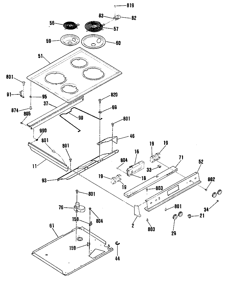 Section Diagram and Parts List for RS744GP2BG  Hotpoint Range