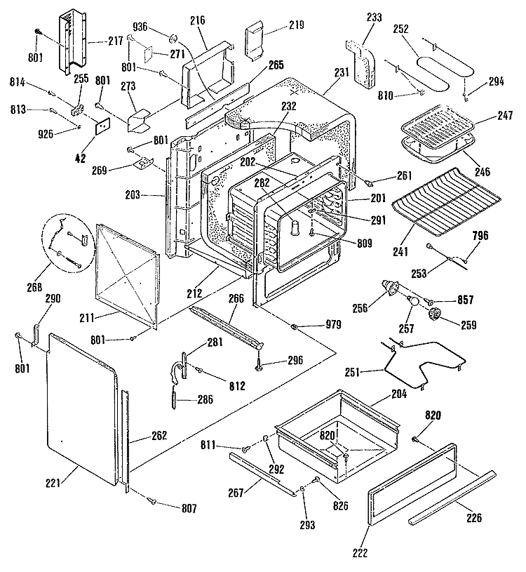Section Diagram and Parts List for RS744GP2BG  Hotpoint Range