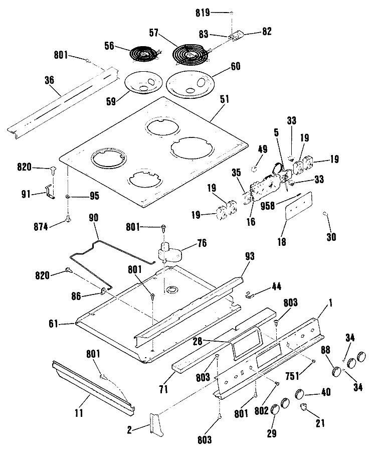 Section Diagram and Parts List for RS622GP2BG  Hotpoint Range