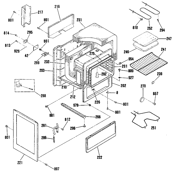 Section Diagram and Parts List for RB502S1WH  Hotpoint Range
