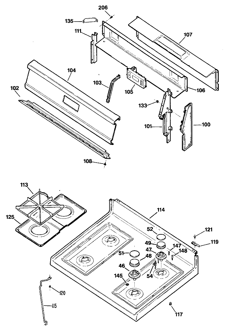Section Diagram and Parts List for RGB529GEP2  Hotpoint Range