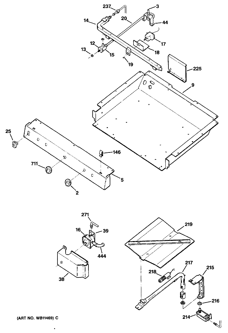 Section Diagram and Parts List for RGB529GEP2  Hotpoint Range