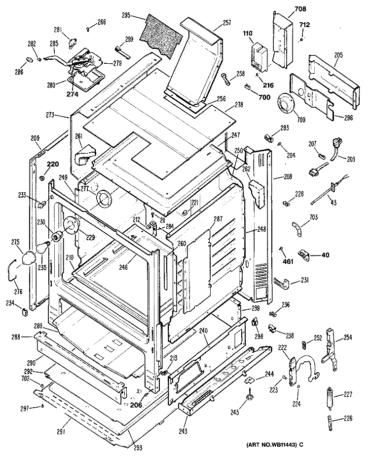 Section Diagram and Parts List for RGB745GER2  Hotpoint Range