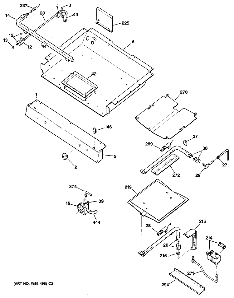 Section Diagram and Parts List for RGB745GER2  Hotpoint Range
