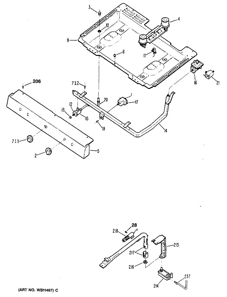 Section Diagram and Parts List for RGB508ES1  Hotpoint Range