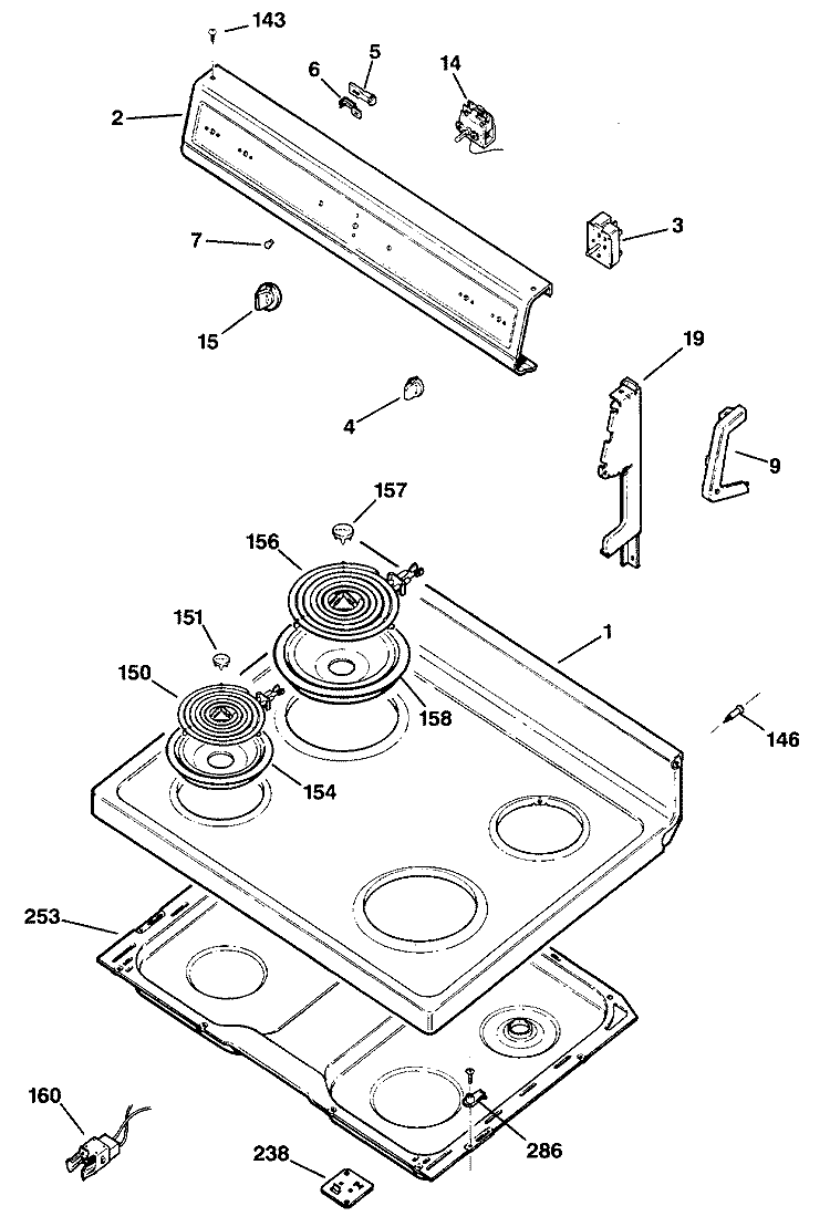 Section Diagram and Parts List for RB524*R2  Hotpoint Range