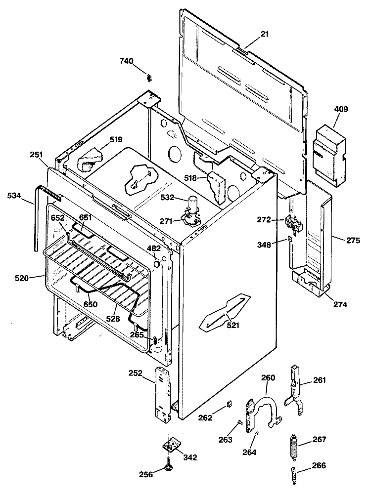 Section Diagram and Parts List for RB524*R2  Hotpoint Range