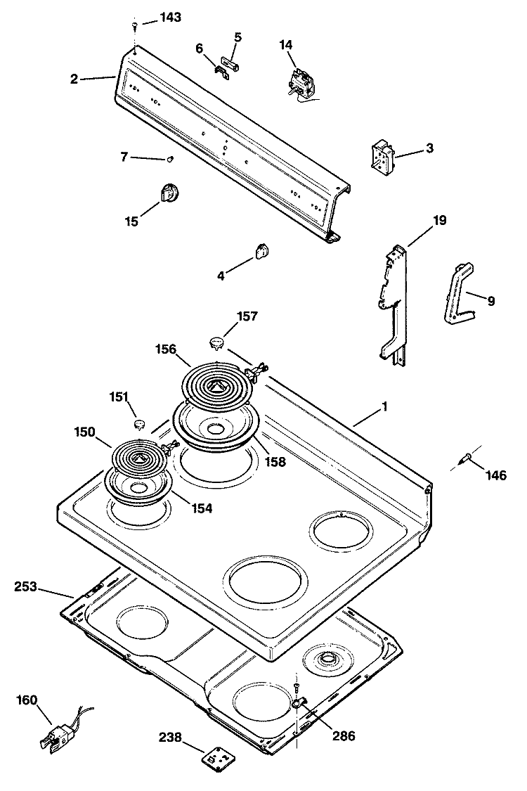 Section Diagram and Parts List for RB525*R2  Hotpoint Range