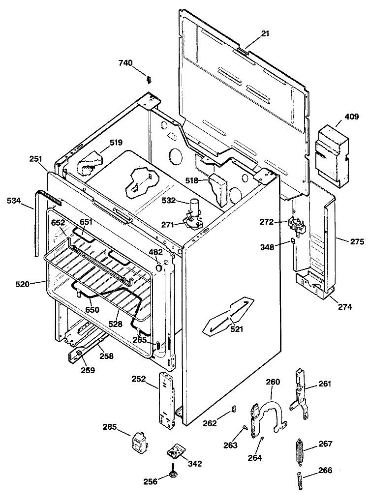 Section Diagram and Parts List for RB525*R2  Hotpoint Range