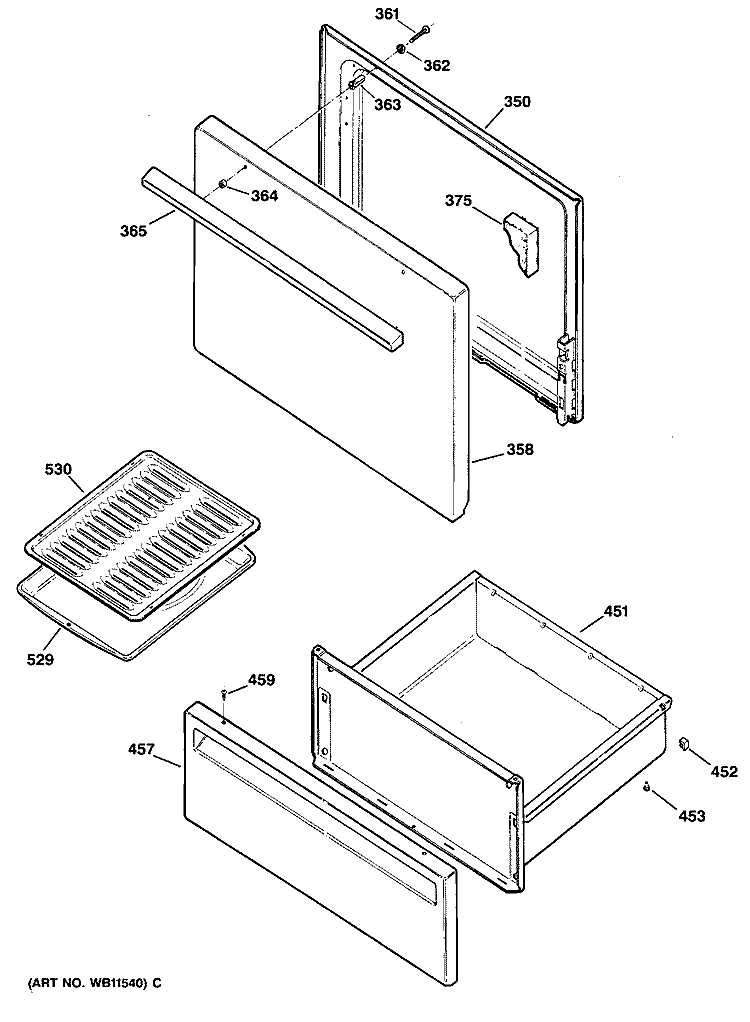 Section Diagram and Parts List for RB525*R2  Hotpoint Range
