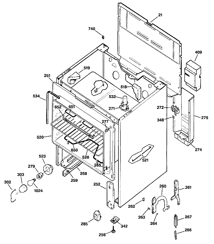 Section Diagram and Parts List for RB632G*R2  Hotpoint Range