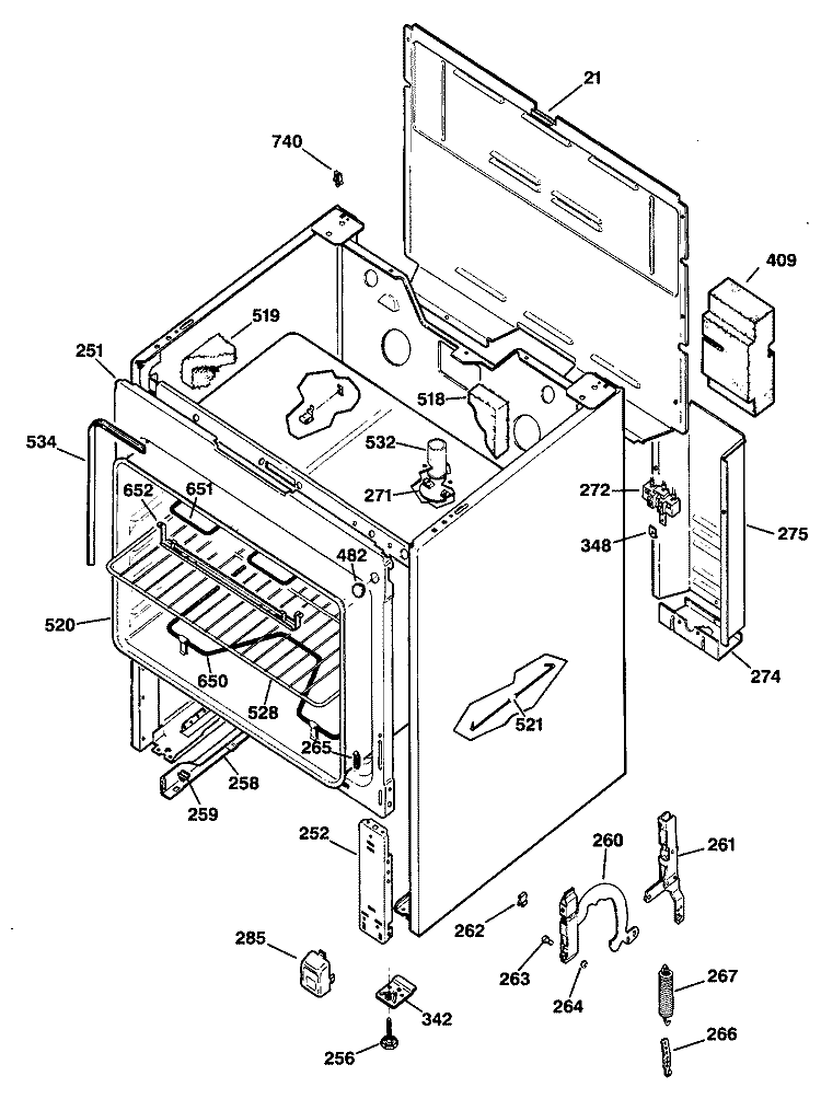 Section Diagram and Parts List for RB525*R3  Hotpoint Range