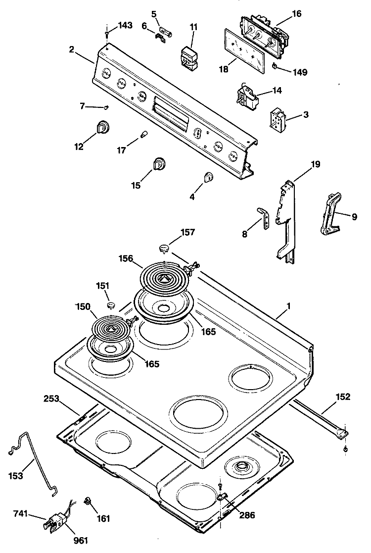 Section Diagram and Parts List for RB536*R3  Hotpoint Range