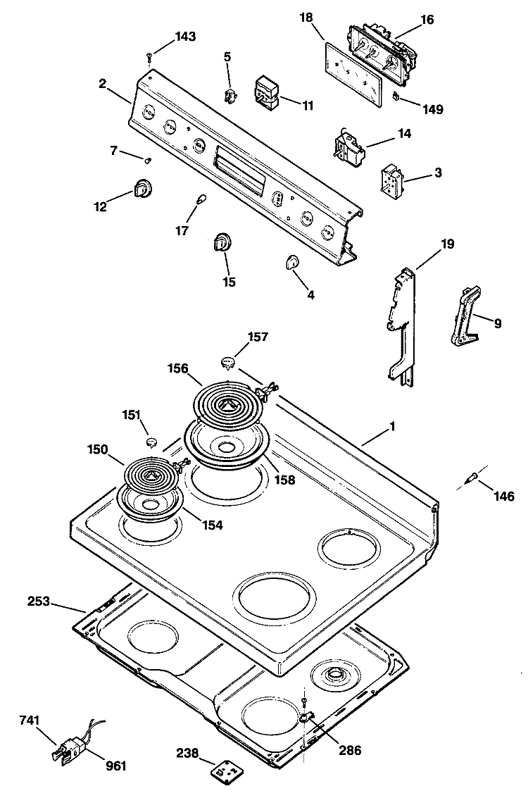 Section Diagram and Parts List for RB632G*R3  Hotpoint Range