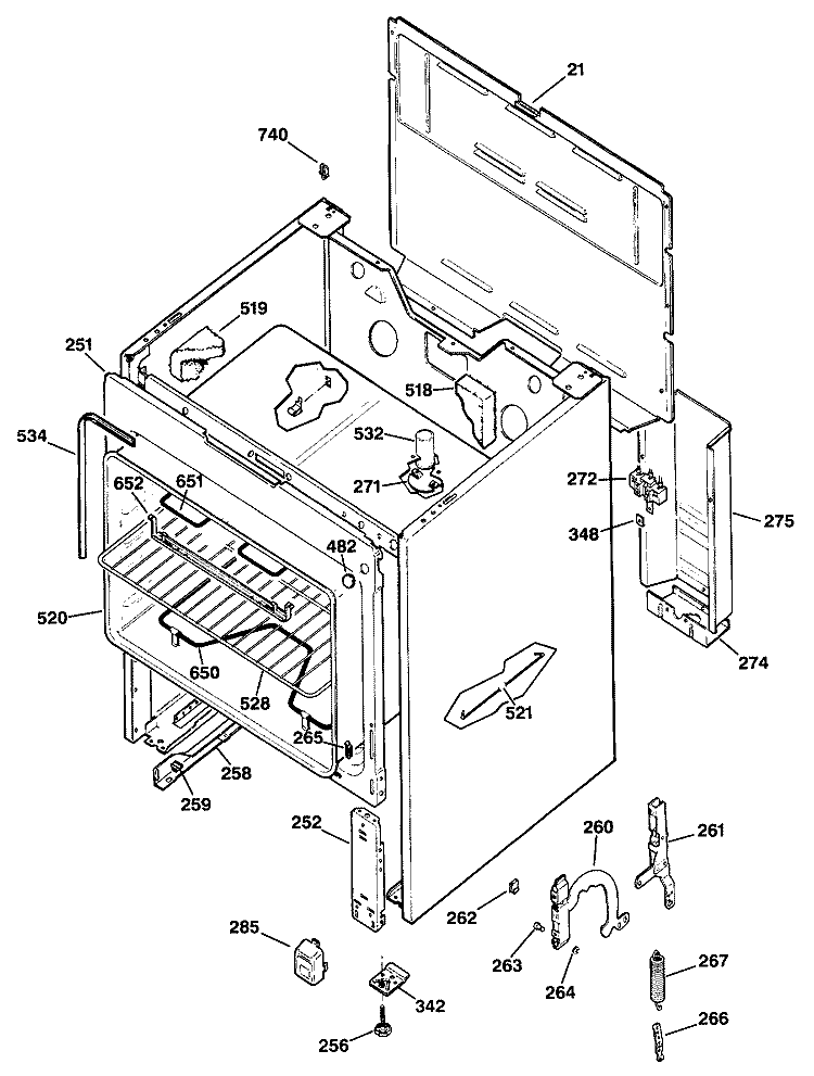 Section Diagram and Parts List for RB525GS2  Hotpoint Range