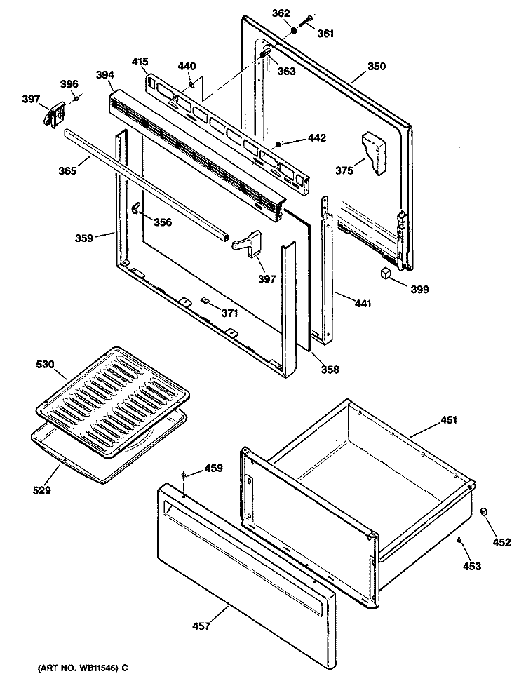 Section Diagram and Parts List for RB525GS2  Hotpoint Range