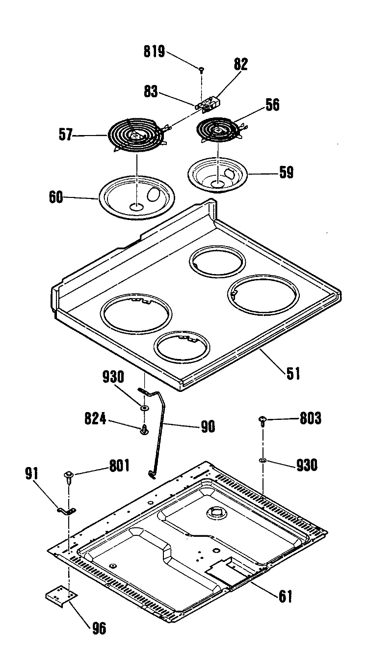 Section Diagram and Parts List for RB767GN4WH  Hotpoint Range