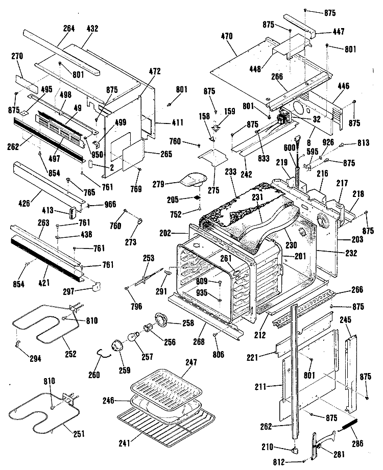 Section Diagram and Parts List for RK964GP3BG  Hotpoint Microwave Oven Combo