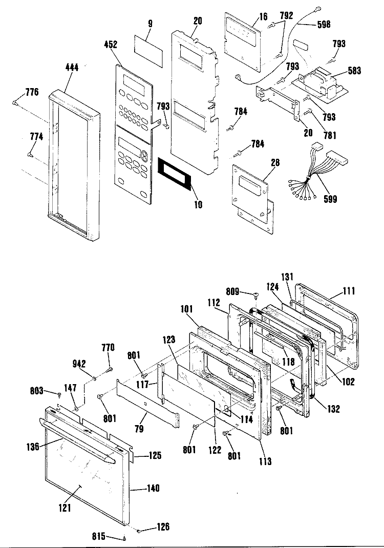 Section Diagram and Parts List for RK964GP3BG  Hotpoint Microwave Oven Combo