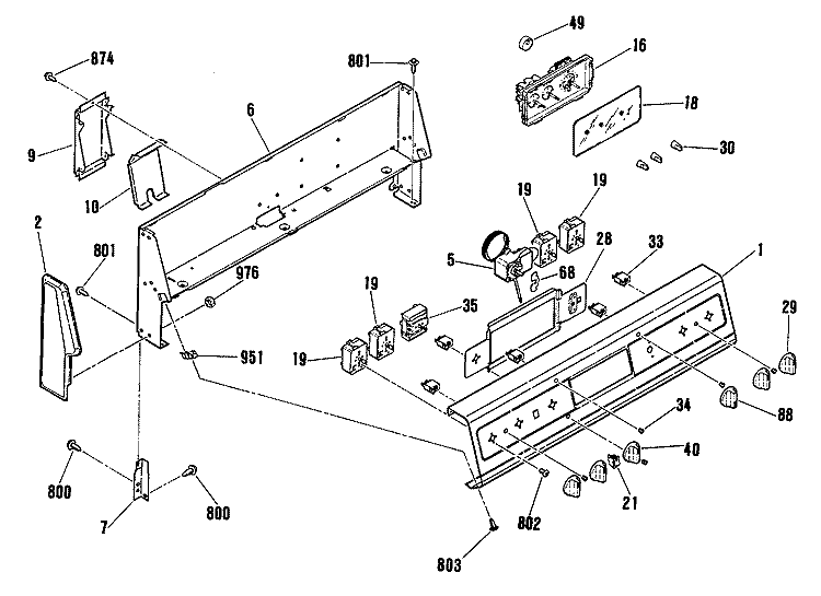 Section Diagram and Parts List for RB755GN6WH  Hotpoint Range
