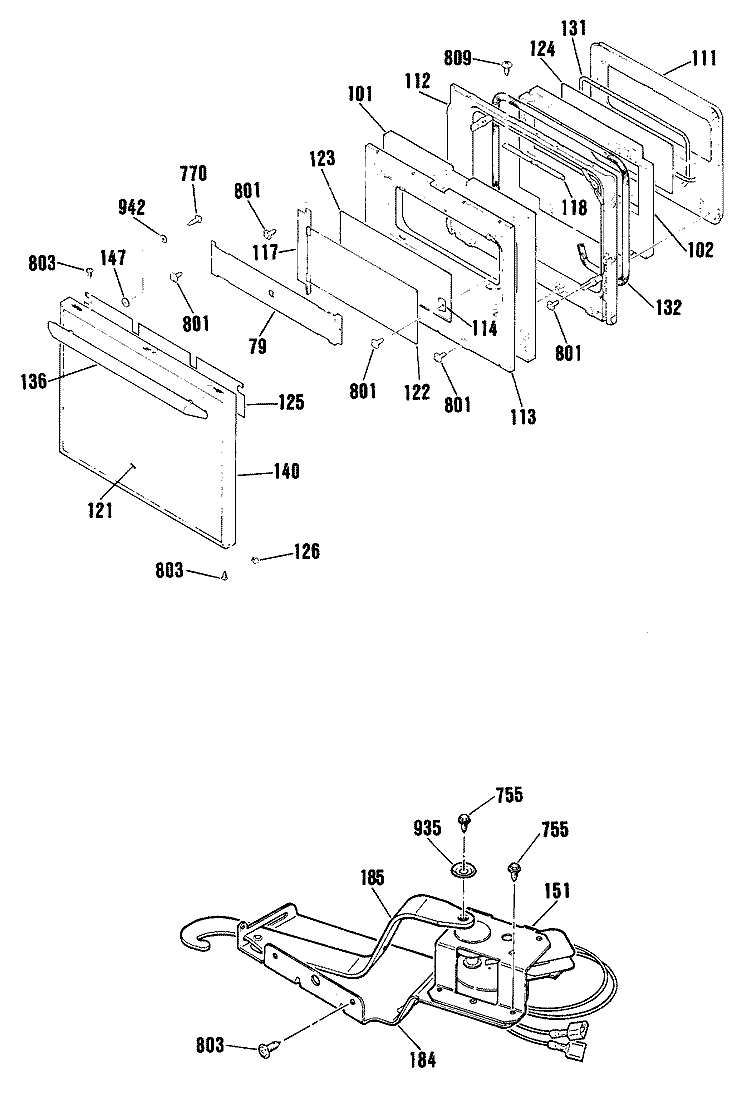 Section Diagram and Parts List for RK736GP4BG  Hotpoint Wall Oven