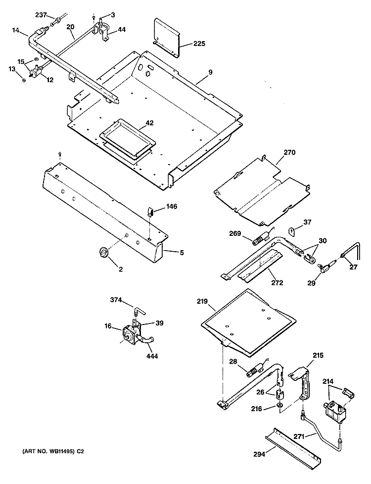 Section Diagram and Parts List for RGB745GER3  Hotpoint Range