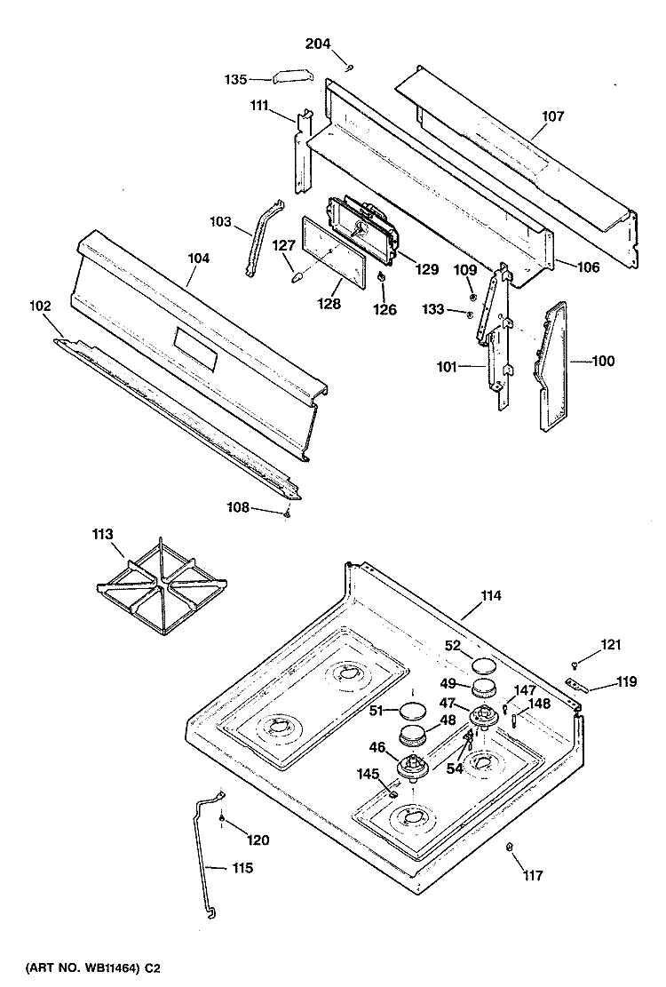 Section Diagram and Parts List for RGB526GES1  Hotpoint Range