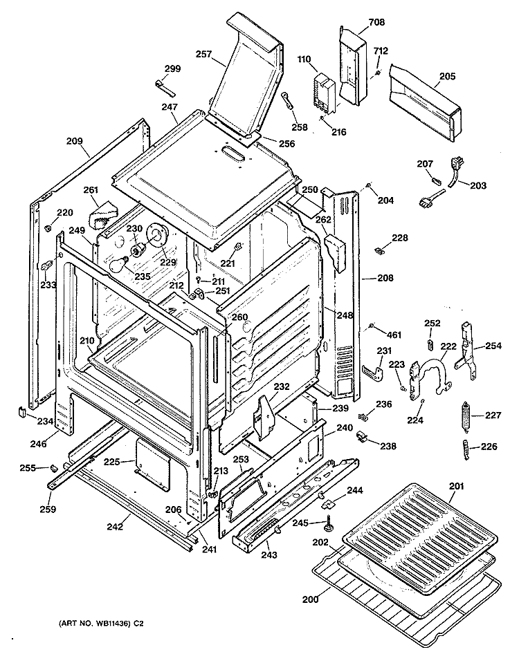 Section Diagram and Parts List for RGB526GES1  Hotpoint Range