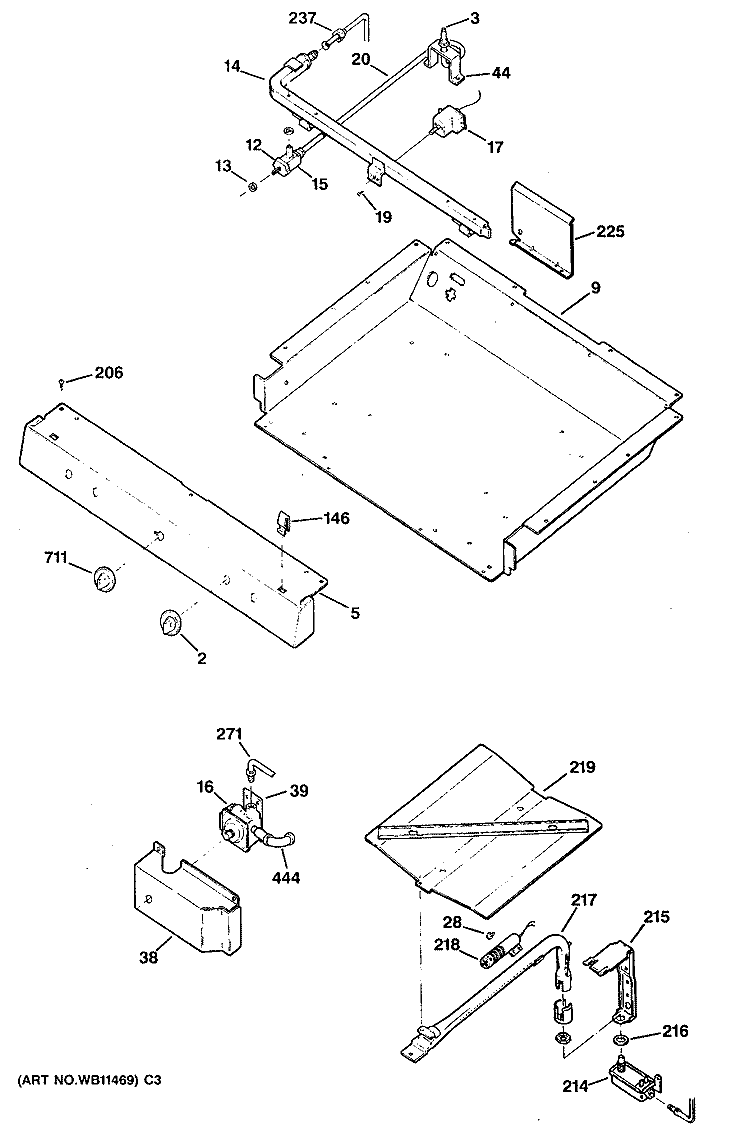 Section Diagram and Parts List for RGB526GES1  Hotpoint Range
