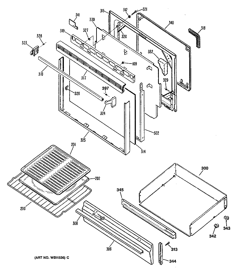 Section Diagram and Parts List for RGB744GER3  Hotpoint Range