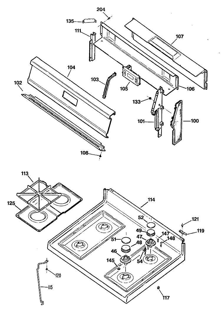 Section Diagram and Parts List for RGB529GEP3  Hotpoint Range