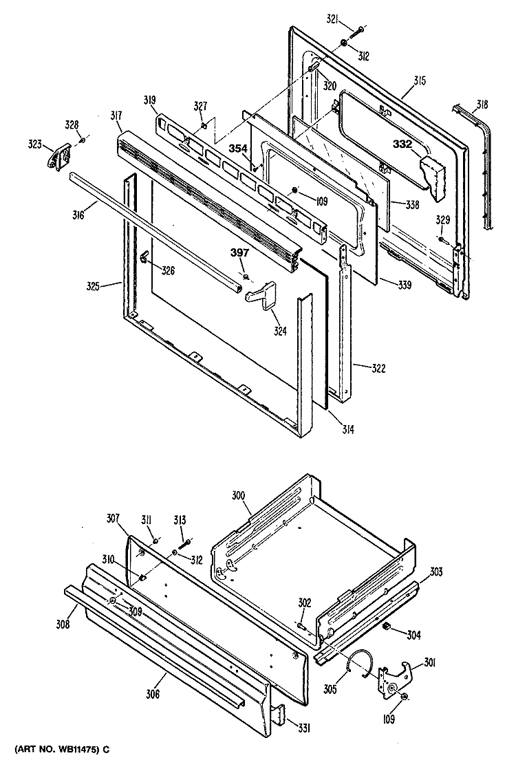 Section Diagram and Parts List for RGB529GEP3  Hotpoint Range
