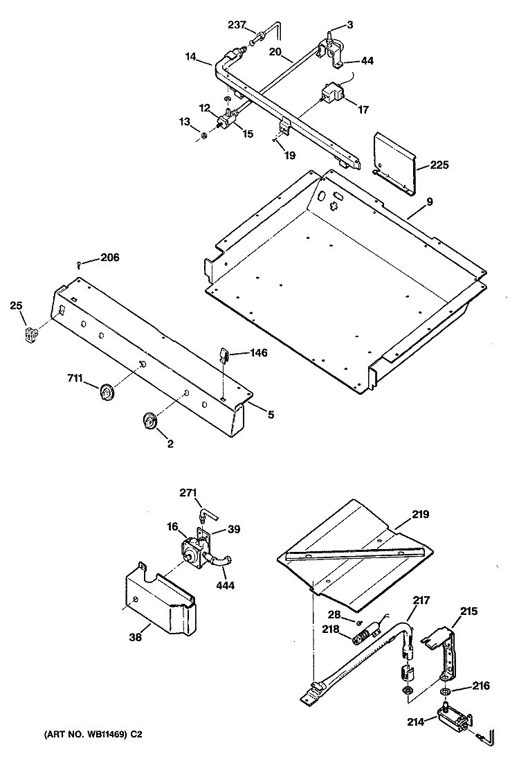Section Diagram and Parts List for RGB529GEP3  Hotpoint Range