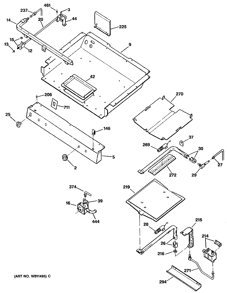 Section Diagram and Parts List for RGB745GES1  Hotpoint Range