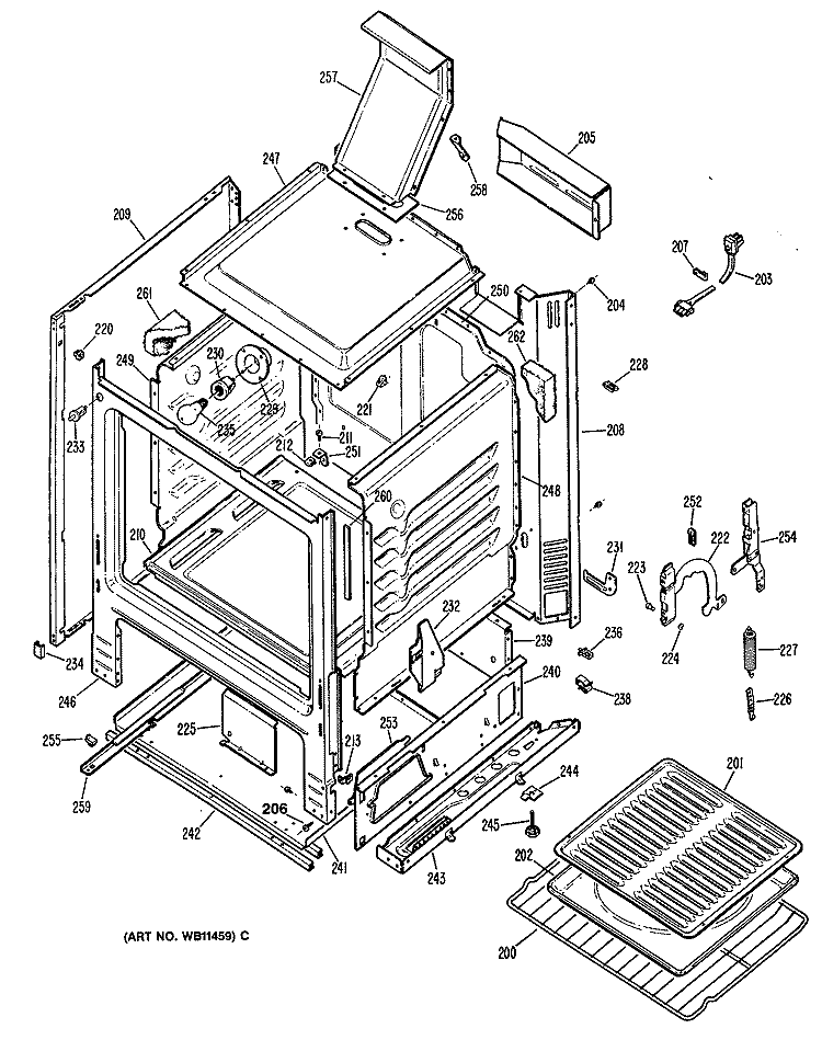 Section Diagram and Parts List for RGB630GES1  Hotpoint Range