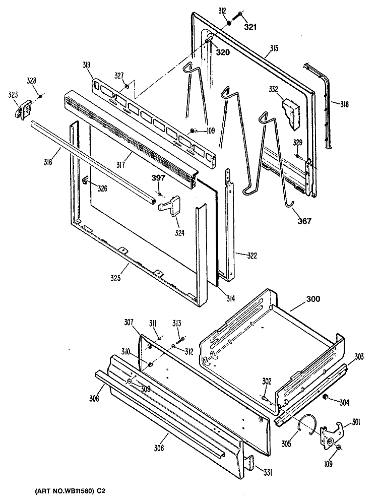 Section Diagram and Parts List for RGB630GES1  Hotpoint Range