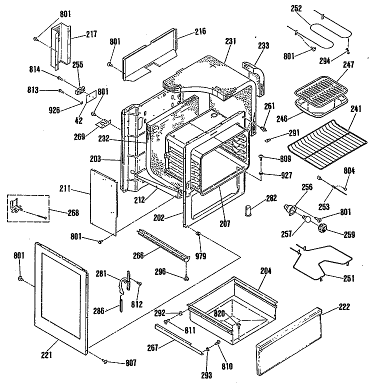Section Diagram and Parts List for RB767GN5AD  Hotpoint Range