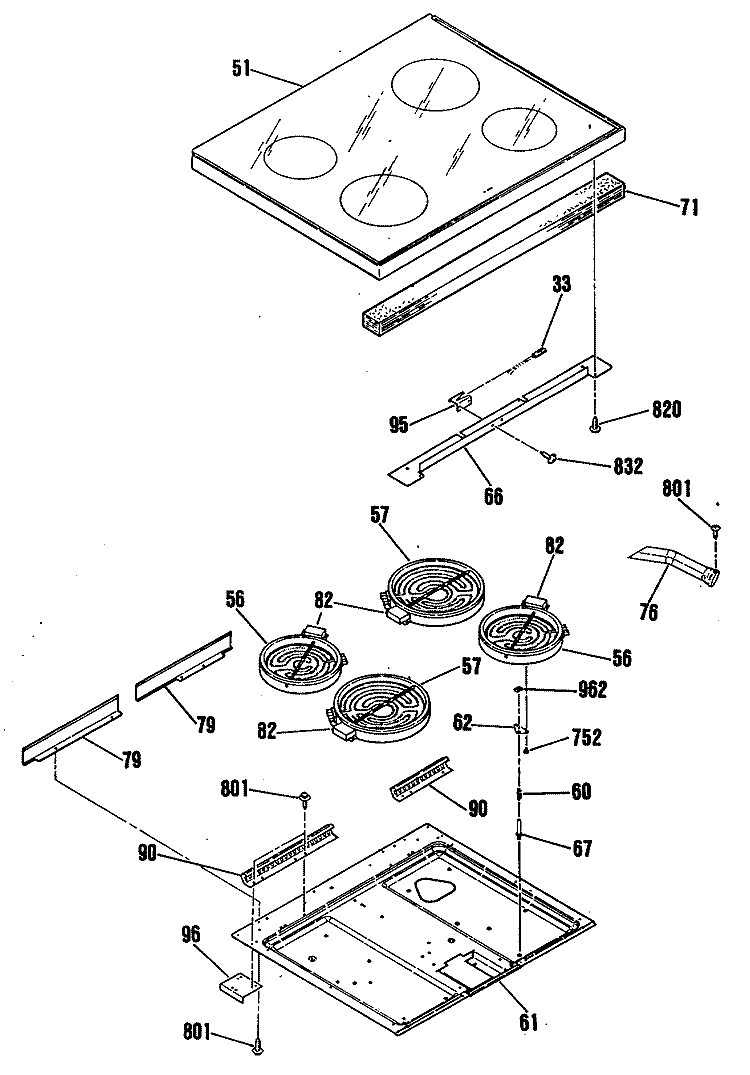 Section Diagram and Parts List for RB787GS1BB  Hotpoint Range