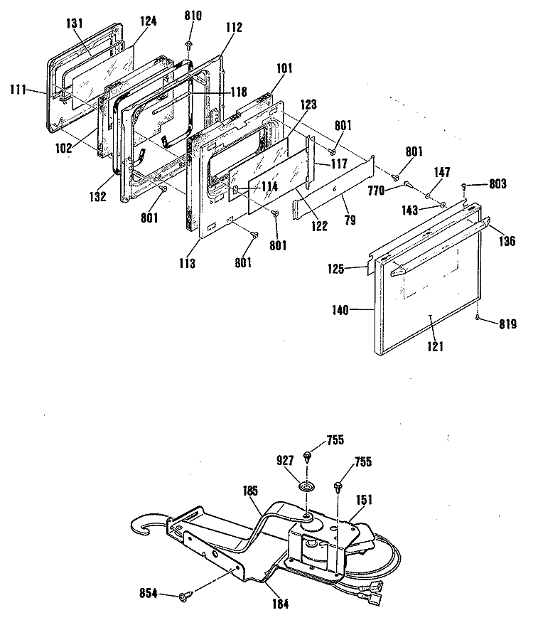 Section Diagram and Parts List for RJ734GP3BG  Hotpoint Wall Oven