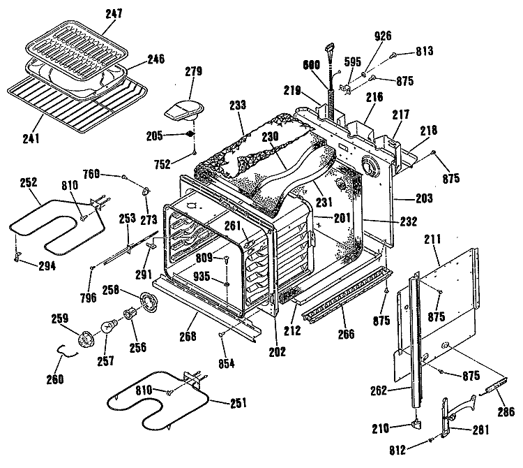Section Diagram and Parts List for RK737WS1WG  Hotpoint Wall Oven
