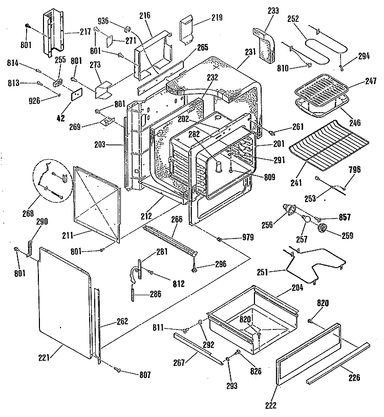 Section Diagram and Parts List for RS744GP3BG  Hotpoint Range