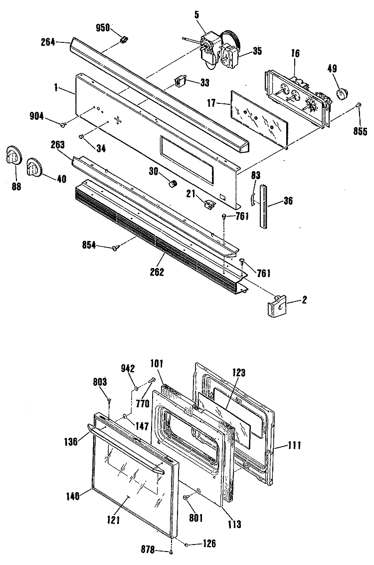 Section Diagram and Parts List for RK524GP3BG  Hotpoint Wall Oven
