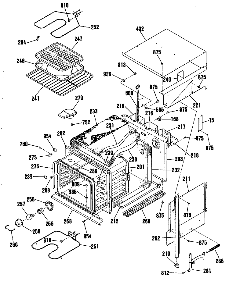 Section Diagram and Parts List for RK524GP3BG  Hotpoint Wall Oven