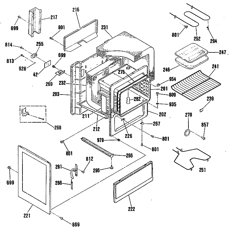 Section Diagram and Parts List for RB502S2WH  Hotpoint Range