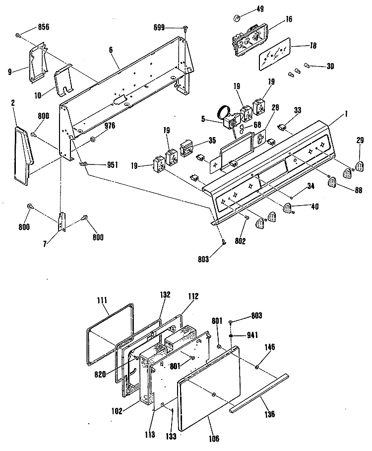 Section Diagram and Parts List for RB754N6WH  Hotpoint Range