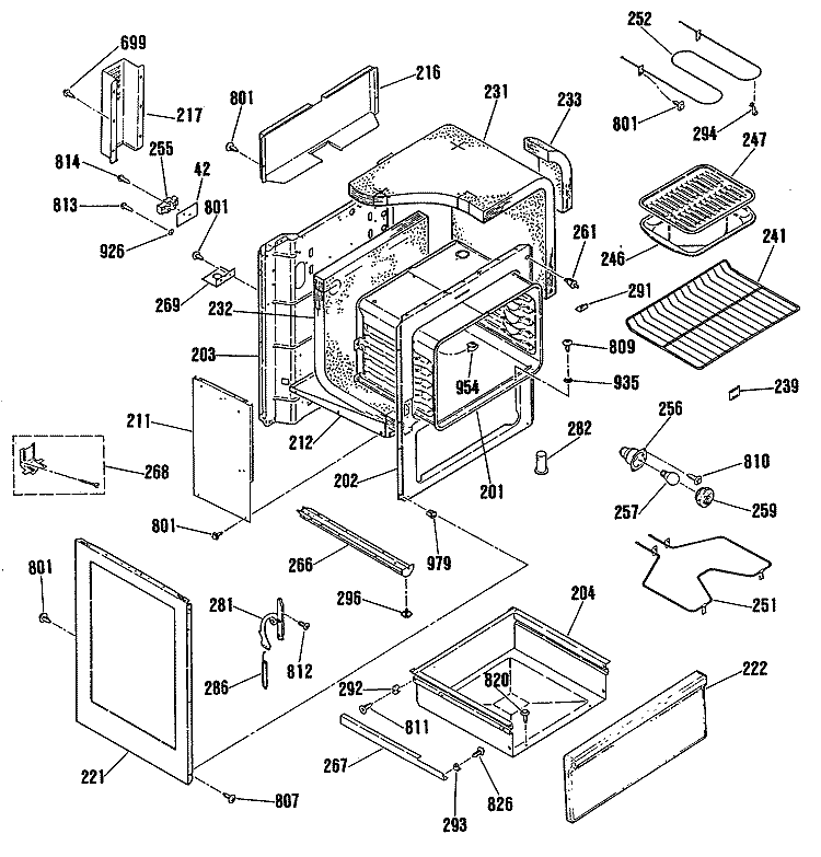 Section Diagram and Parts List for RB754N6WH  Hotpoint Range