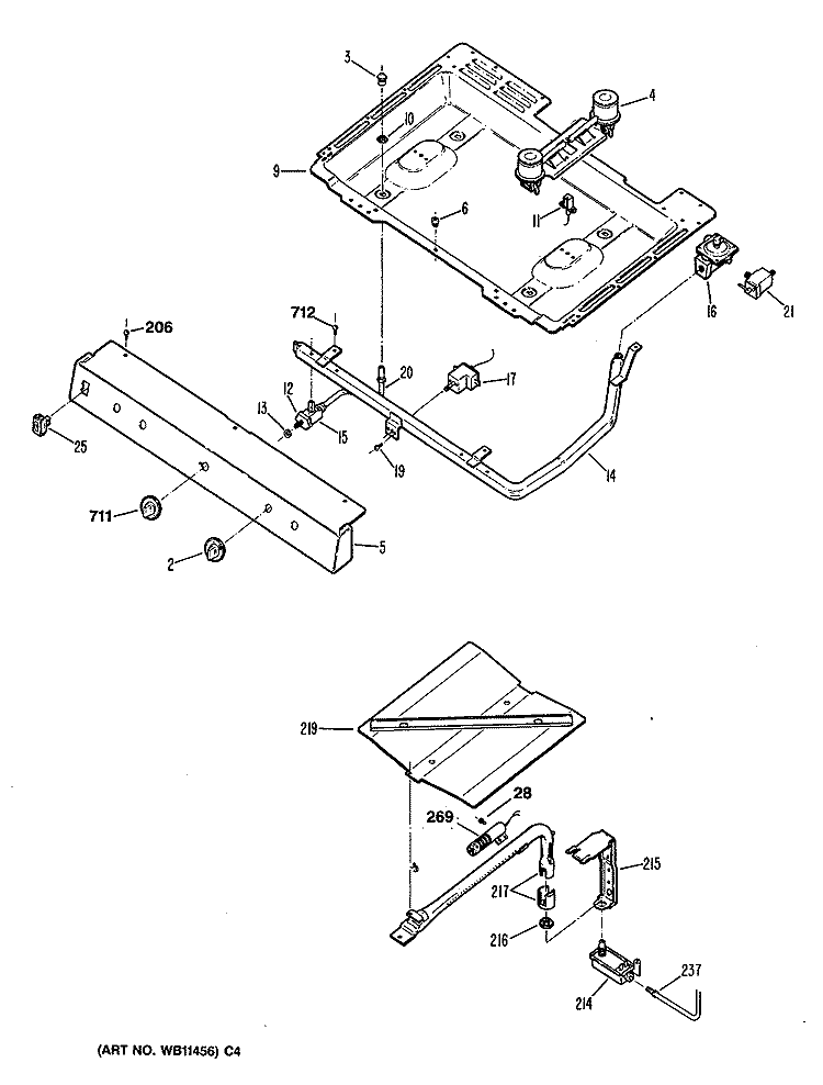 Section Diagram and Parts List for RGB528ER4  Hotpoint Range