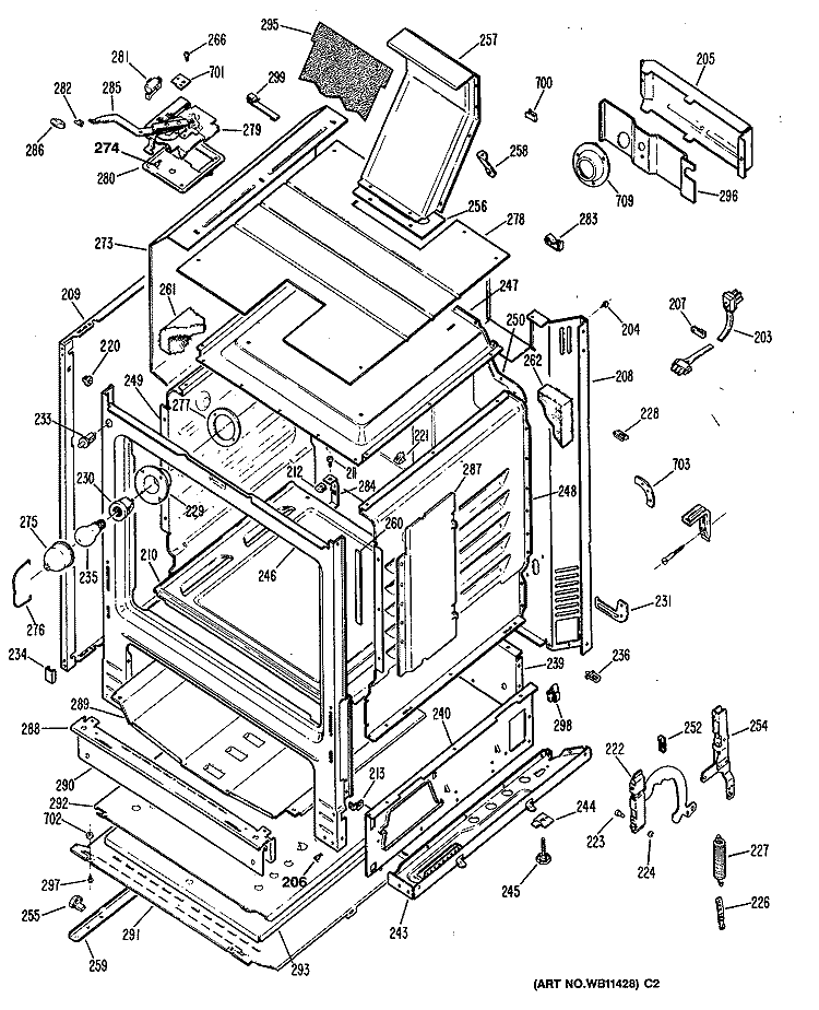 Section Diagram and Parts List for RGB746GES1  Hotpoint Range