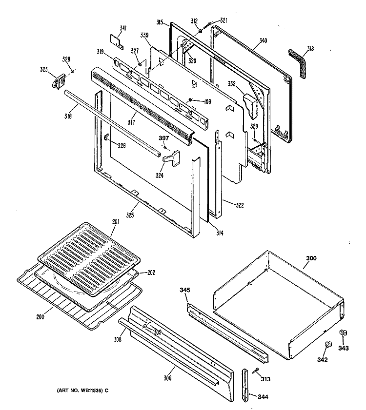 Section Diagram and Parts List for RGB746GES1  Hotpoint Range